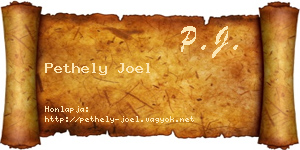 Pethely Joel névjegykártya